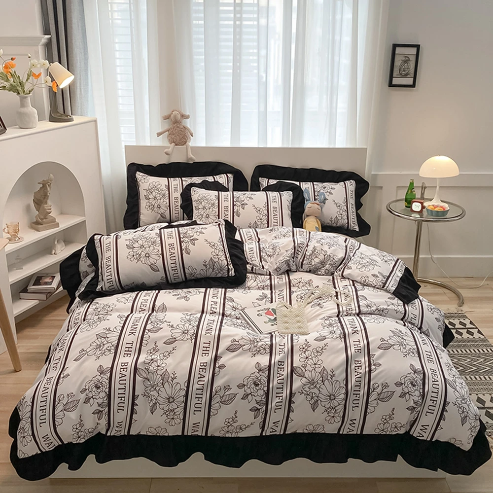 

Ruffles Bedding Set For Bedroom Soft Bedspreads For Double Bed Home Comefortable Duvet Cover Quality Quilt Cover And Pillowcase