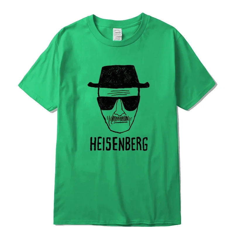 الرجال الموضة رداء علوي غير رسمي جودة قصيرة الأكمام 100% القطن فضفاض هايزنبرغ PrintedTshirt عادية رجالي التي شيرت كول الصيف الرجال التي شيرت
