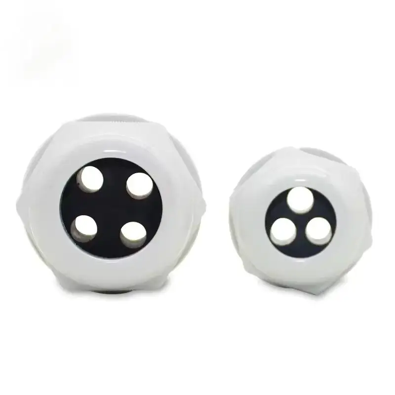 3hole IP68 Nylon Waterproof Multi Holes Plastic Cable Gland Porous Rubber Cable Joint M12 M16 M20 M25