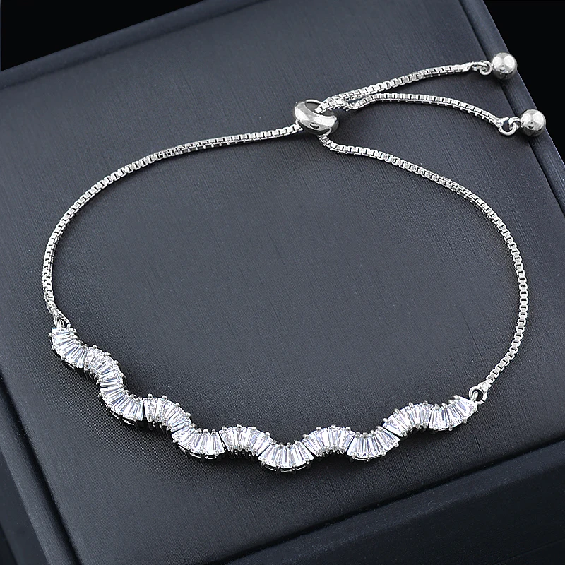 SINLEERY Crystal Bracelets For Women Rose Gold Silver Color Bracelets on hand Fashion Jewelry Wedding accessories CZ018 SSB
