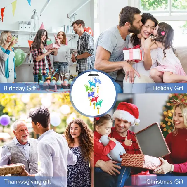 Solar Elephant Wind Chiend Vízálló Led Színváltó Mobil Fény Kültéri Dekoráció A Kerti Terasz Udvarához - Image 6