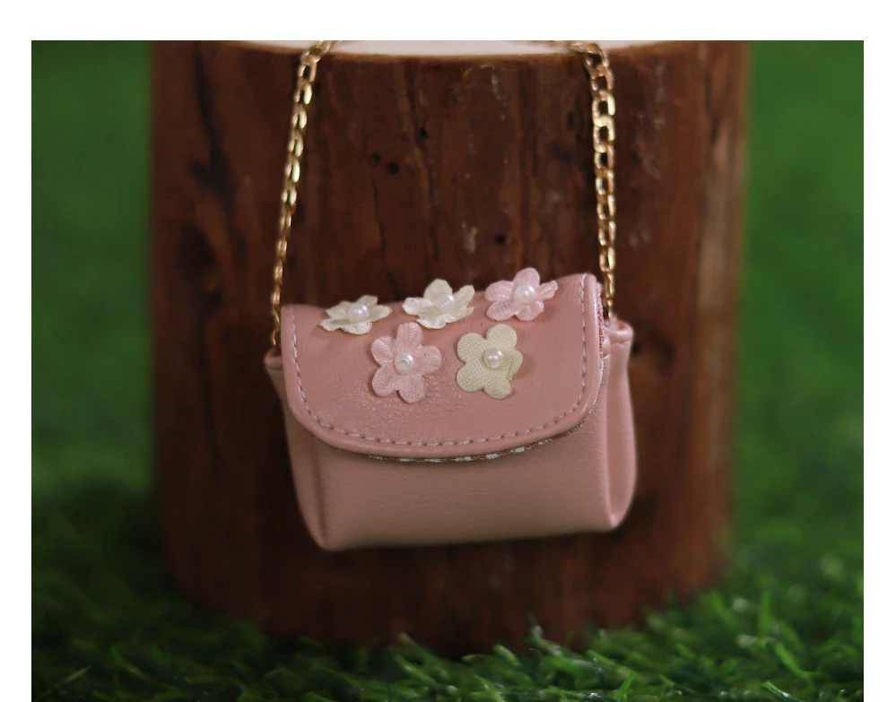 Neo Blythe Doll Pink Floral Leather Bag 5