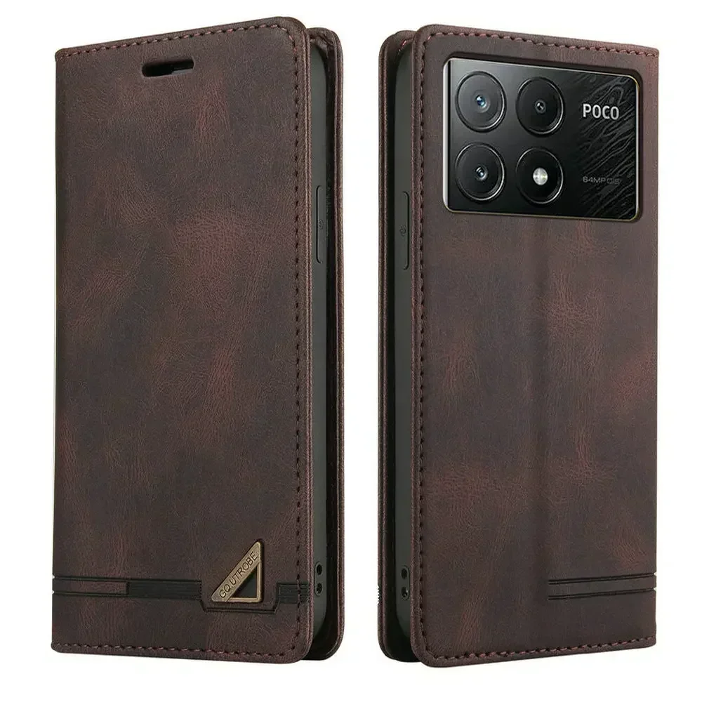 Leather Flip Case Wallet with Anti-Theft Protection