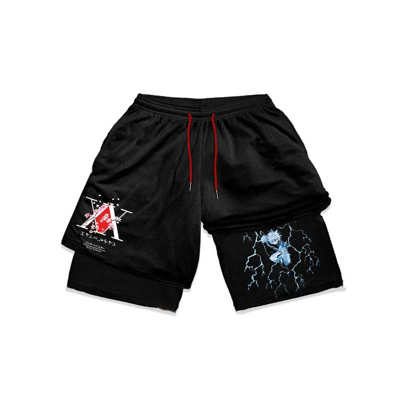 Anime Hunter X Hunter Gym Shorts Men 2 In 1 Quick Dry Performance Shorts Mesh Summer Bodybuilding Fitness Running Short Pants 5