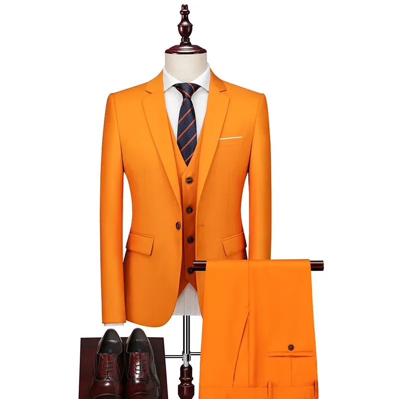 

3218 Foreign trade knitted men's wedding casual host suit 3 piece suit