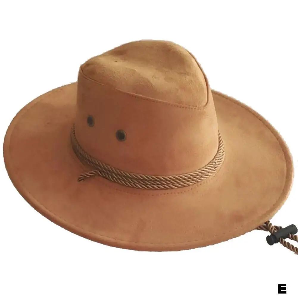 1 Stück Cowboy-Sonnenhut aus Kunstleder für Herren und Damen, modische Western-Cowboy-Kappe mit großer Krempe für Reisen – Detail 19