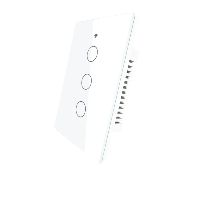 MOES Smart Glass Panel Switch Smart Life/Tuya App Multi-Control Association, Voice Control with Alexa,Google Home,1/2/3/4 Gang 3 Gang White