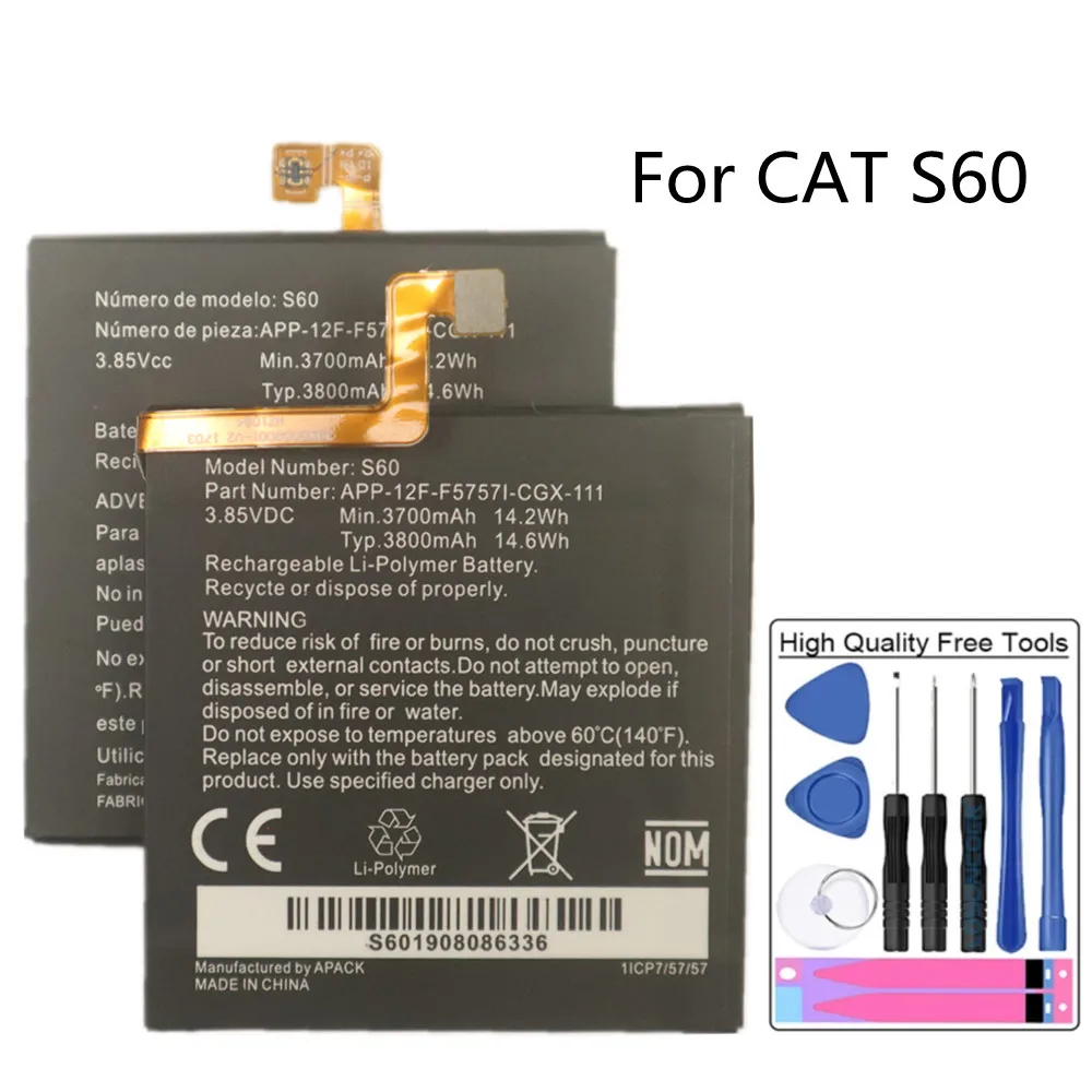 2023 Batteria Di Ricambio Cat S60 3800Mah Di Alta Qualità Per Batterie Caterpillar Cat S60 App-12F-F57571-Cgx-111 Bateria + Tools