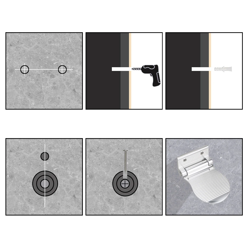 Black/Silver Anti-slip Footrest Bathroom Rest Pedestal Folding Hardware Shower Footstool Aluminium Alloy Shoe Shine Pedal