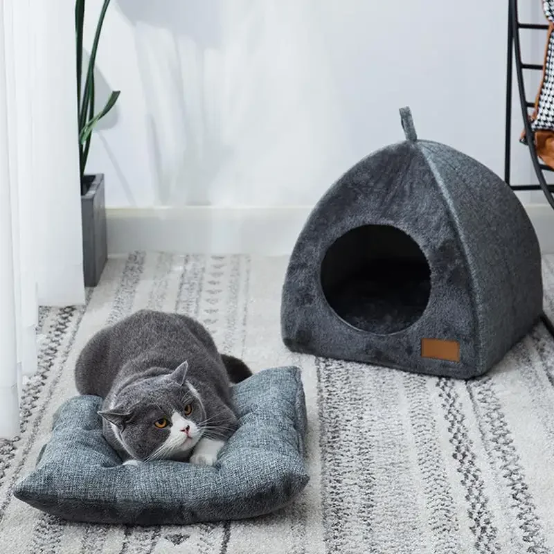 

House Pets For Puppy Igloo Triangle Bed Sleeping Cuddler Cave Burrow Nest Cat Warm Bag