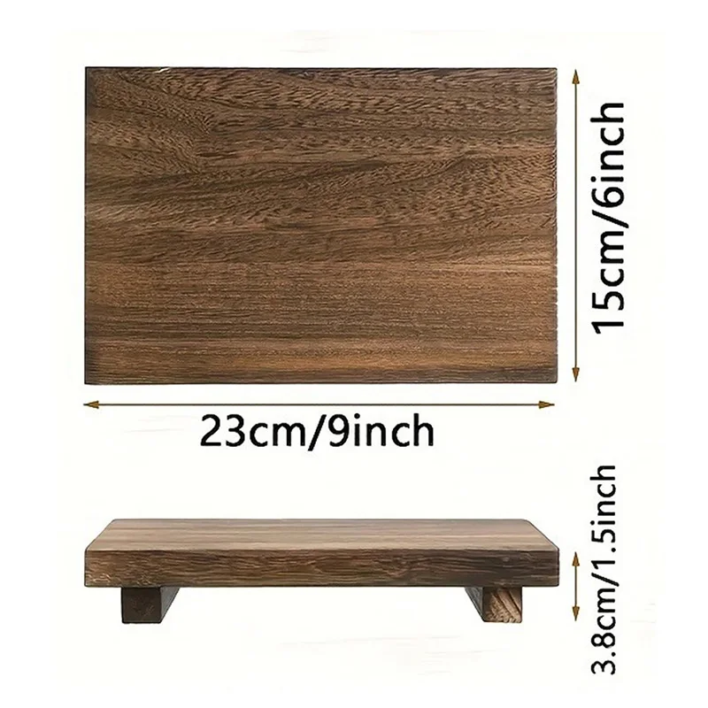 Wood Tray Pedestal Stand Bathroom Decor Wooden Vanity Hands Soap Scented Candle Storage Holder Tray Kitchen Seasoning Holder 4