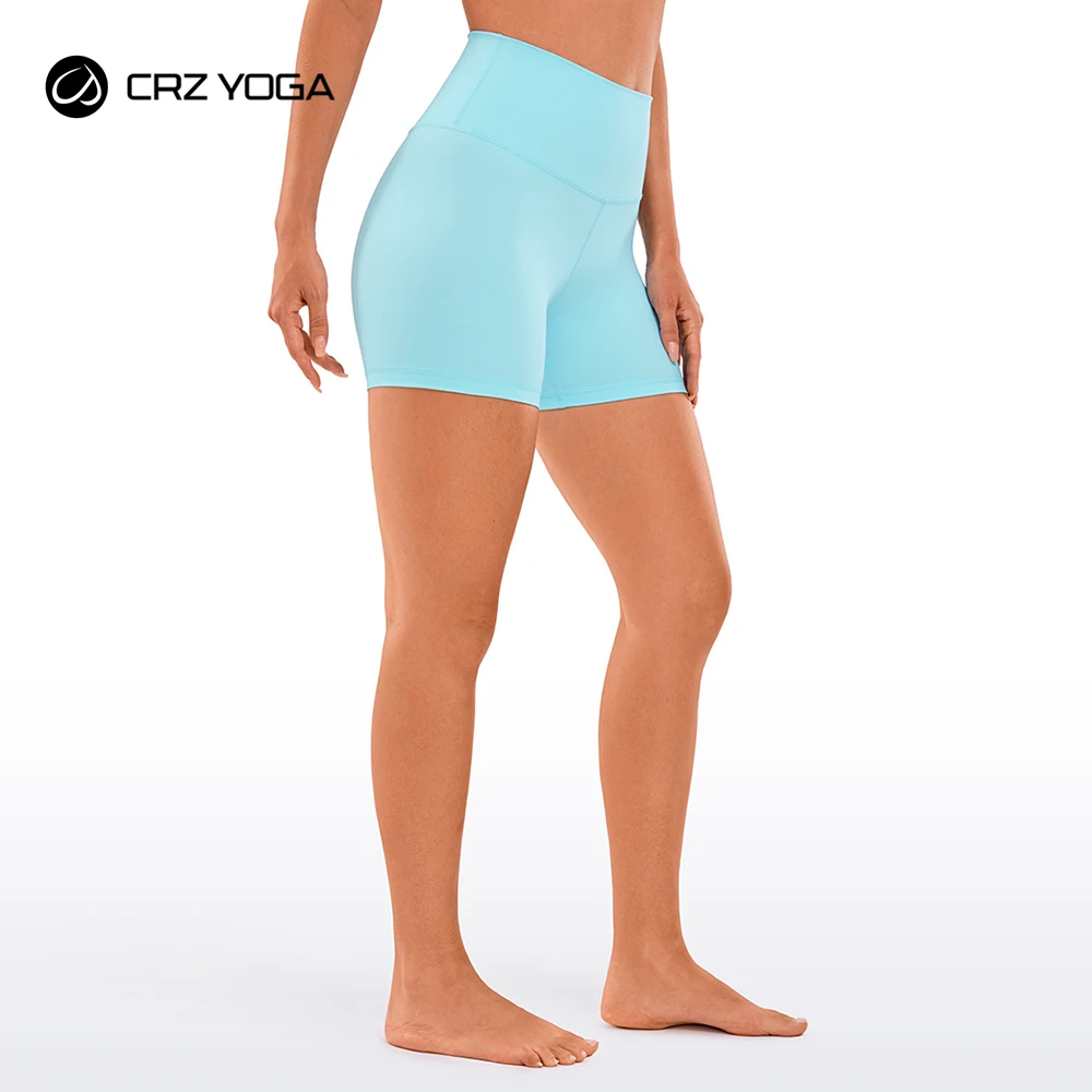 Crz Yoga Pantaloncini Da Yoga Per Allenamento A Vita Alta Con Sensazione Nuda Per Donna Atletica Da Corsa Pallavolo Corto Stretto-4 Pollici