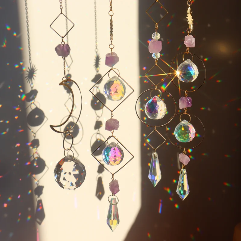 Prism Suncatcher Hanging Window Crystals Rainbow Light Catcher Crystal Sun Catcher,Summer Gift Octagon Beads Crystal Pendant