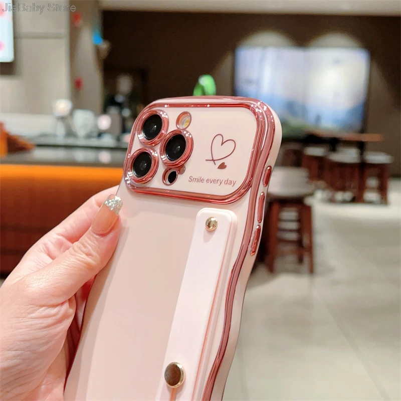 Glitter Camera Protection Luxury Jellewed Heart Holder Liquid Soft Phone Case For iPhone 11 12 13 14 15 16 Plus Pro Max Cover_voghion.com