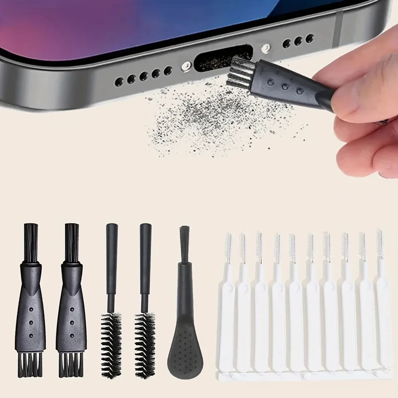 18PCS 휴대폰 충전 포트 먼지 제거 브러쉬 (휴대폰용) 범용 와인딩 홀 청소 브러쉬 세트 도구