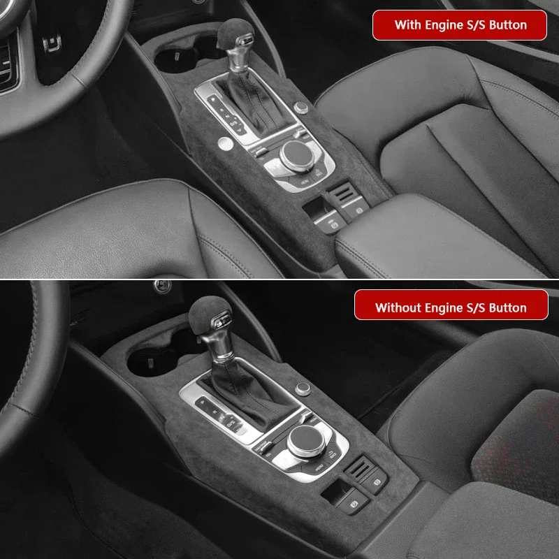Alcantara Car Gearshift Panel Gear Lever Cover Armrest Case Lid Frame For Audi A3 A3L S3 2014 2015 2016 2017 2018 2019 2020