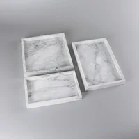 Hotel Model Room Bathroom Tray Cake Tray Home Cosmetics Cloud White Splicing Natural Marble Stone Square Tray 1