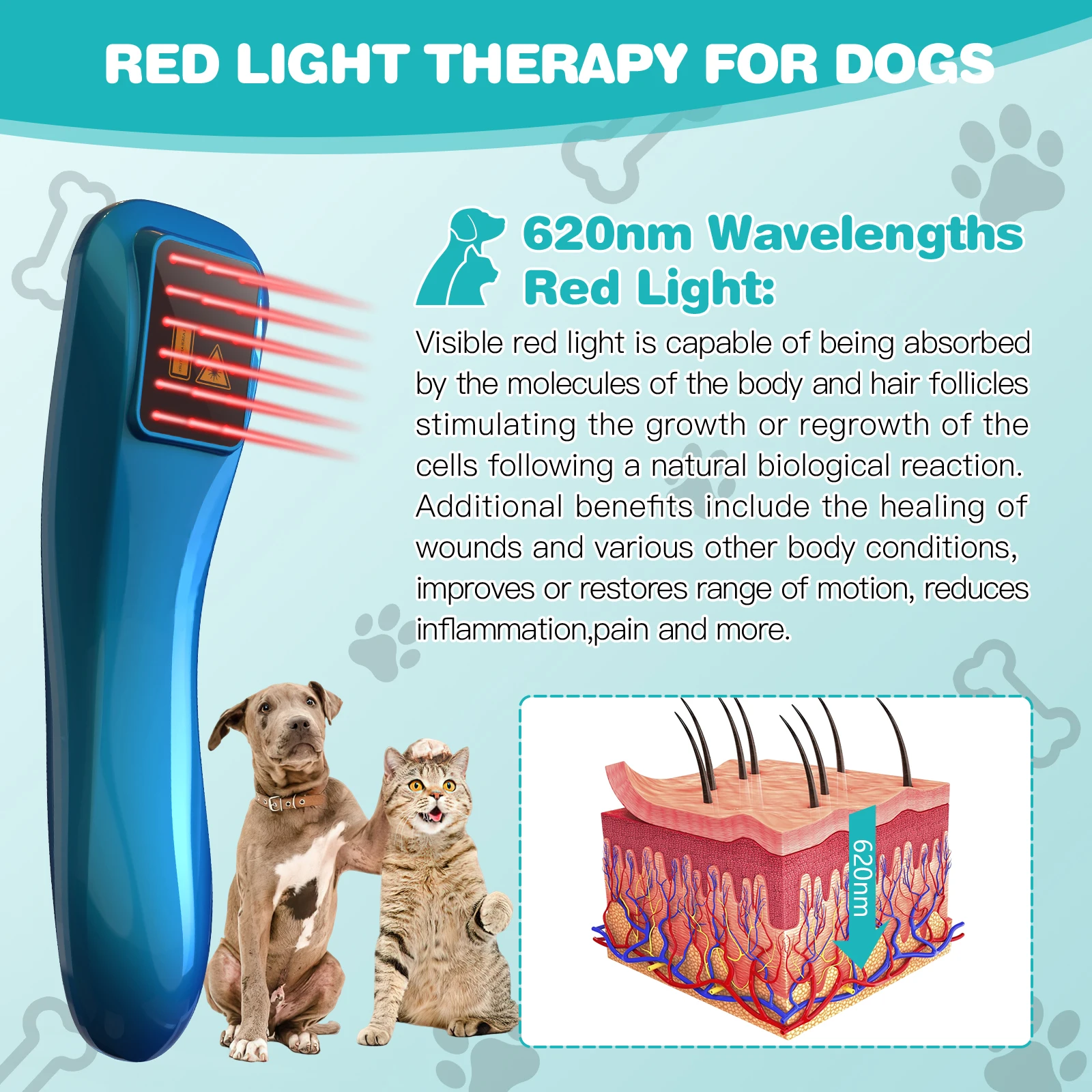 Cold Laser Therapy Vet Device 620nm Wavelength Handheld Red Light Therapy Pet for Arthritis Treatment Pain Relief&Skin Pain pet laser therapy device