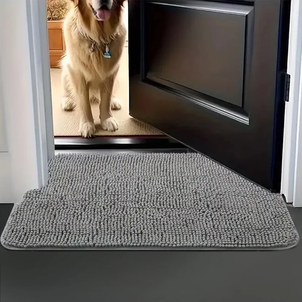 Dog Door Mat for Muddy Paws Washable Entry Indoor Door Mat Quick Dry Highly Absorbent Dog Chenille Soft Indoor
