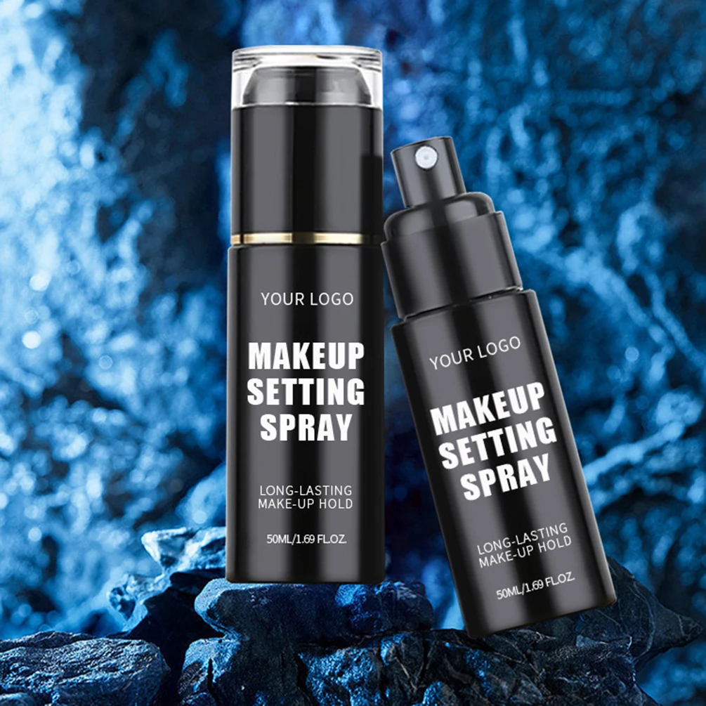 

Private Label 50ml Setting Spray Custom Bulk Anti-sweat Oil-controlling Moisturizer Black Tube Black Lid Makeup Face Foundation