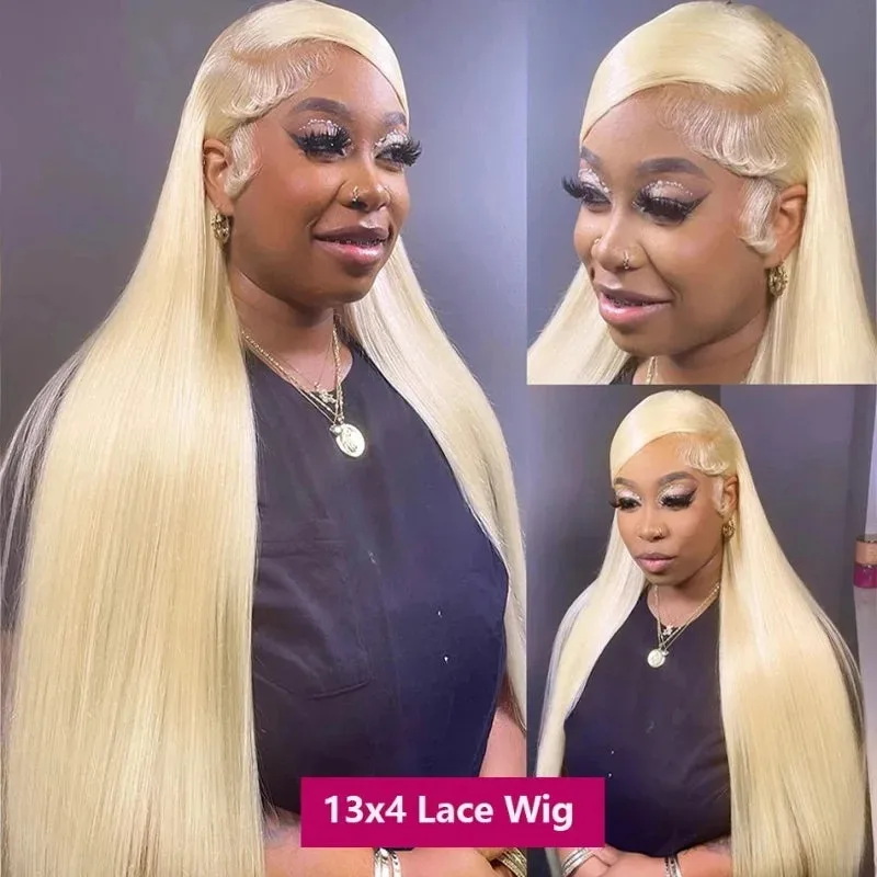34 Inch 13x4 Blonde 613 Color Human Hair Wigs Straight Lace Frontal Wig 13X4 Brazilian Wig For Black Women 6