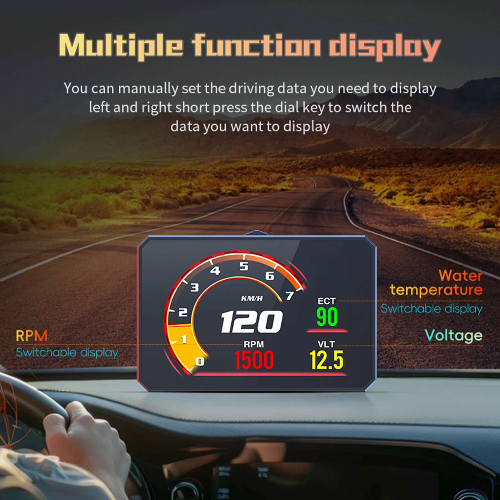 P16 HUD Obd2 디스플레이 온보드 컴퓨터 자동차 속도계 스마트 디지털 타코미터 속도계 프로젝터 EOBD 수온/유온계