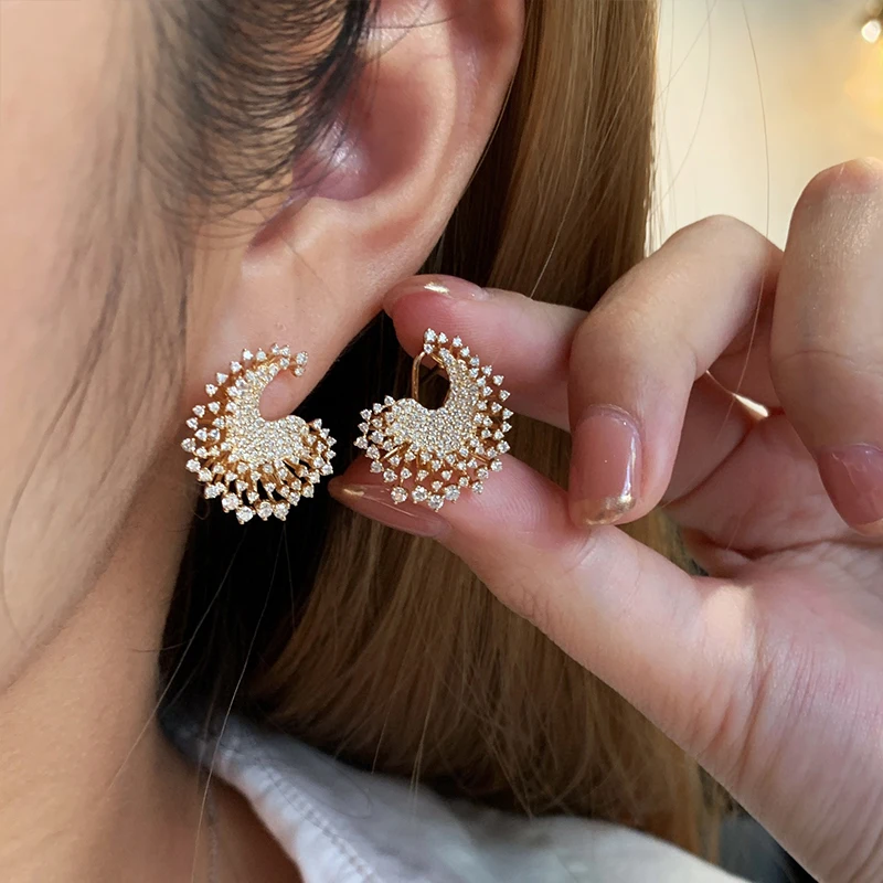 S7d9a9b4b399747508b5e74b45fa87a0fR Aazuo Real Jewelry 18K Pure Yellow Gold Real Diamonds 1.2ct Luxury Flower Earring For Woman Upscale Trendy Wedding Engagement