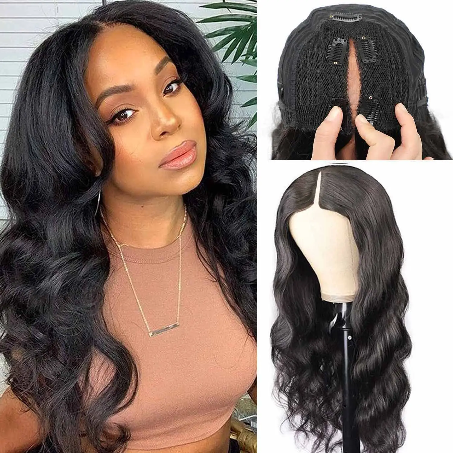 

Body Wave V Part Wigs 100% Human Hair Brazilian Virgin Hair Wigs For Women Remy Hair Glueless Wig 180% Density Cheap Wig Natural