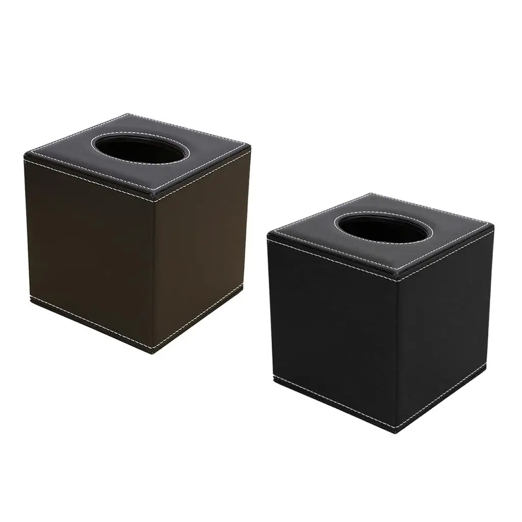 PU Leather Square Facial Tissue Box Cover Elegant Countertop Tissue Container Paper Napkin Holder for Home Living Room 4