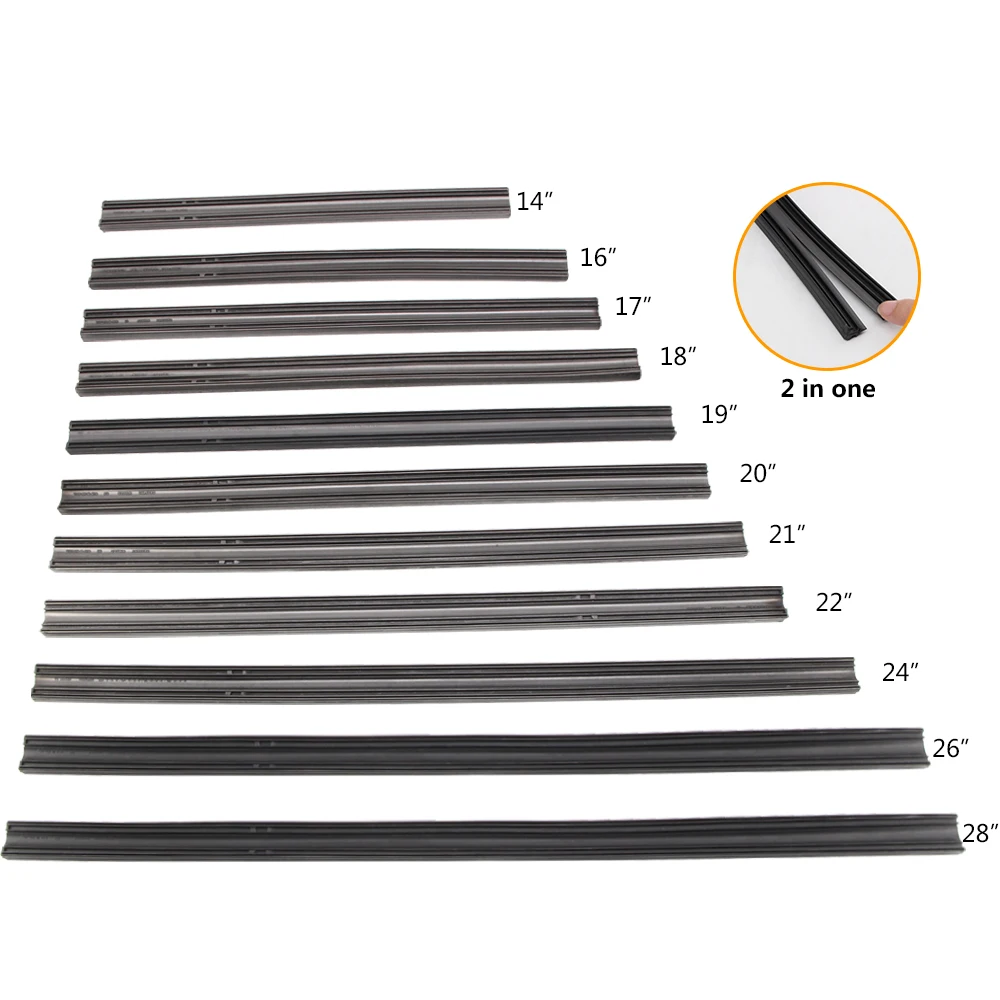 KOSOO 1PCS Car Wiper Blade Insert Natural Rubber Strip 10mm 14
