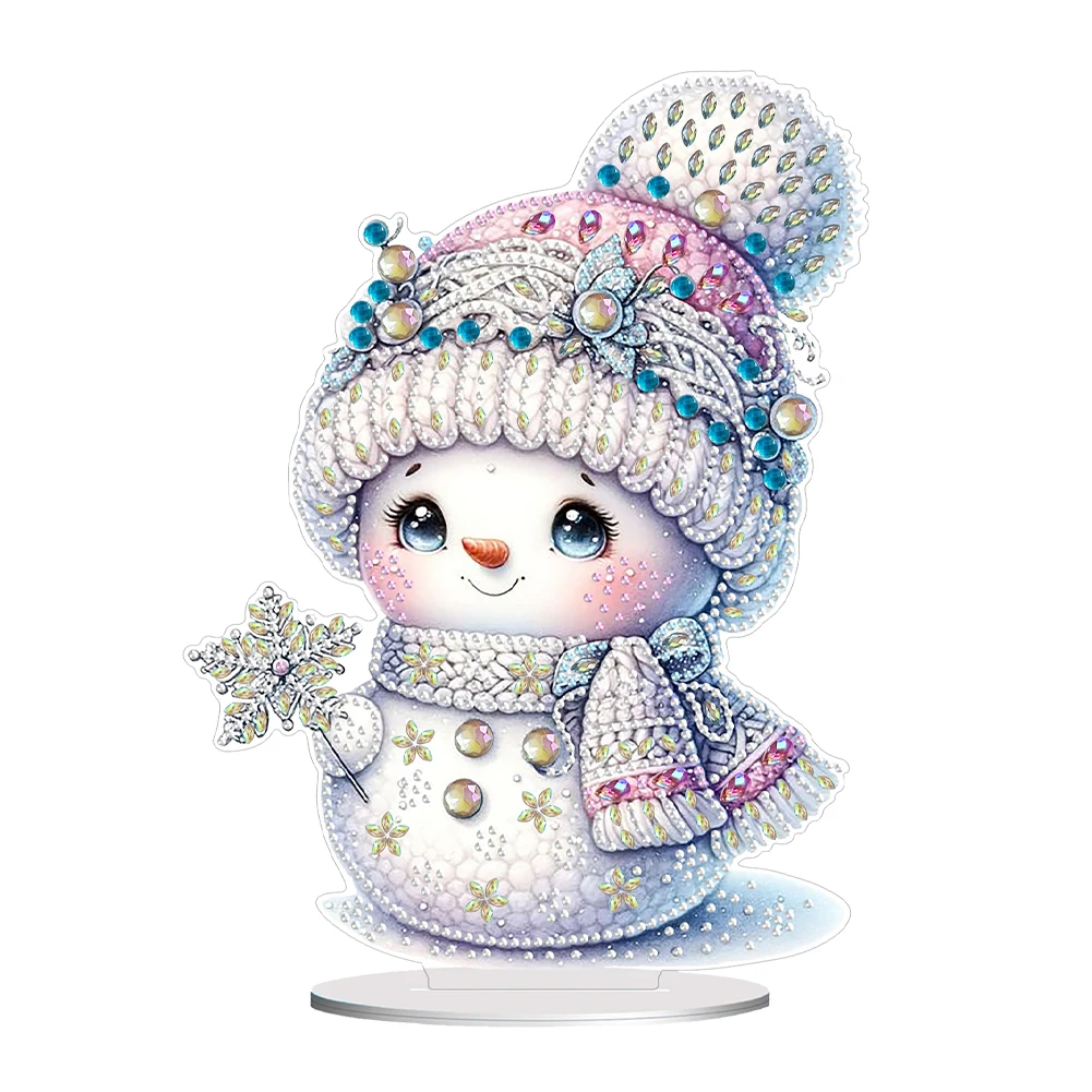 Christmas Snowman Diamond Painting Tabletop Ornaments Kit Cute 5D DIY Diamond Art Tabletop Decorations Bedroom Table Decor