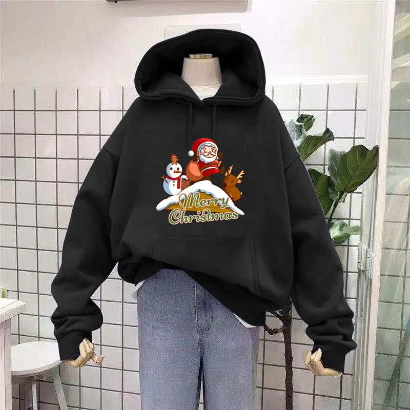 Merry Christmas Print  Womens And Mens Clothing Autumn Winter Long Sleeve Hoodies for Hooded Sweatshirts for Ladies 23fw brand new collection essentials hoodies high quality 1 1 warm knit mens womens loose casual essentials sweater