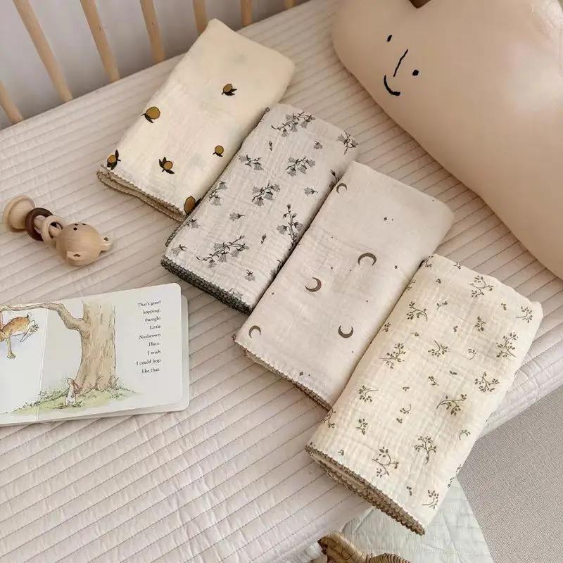 Newborn Baby Muslin Swaddle Wrap Blankets 2 Layers For Boys Girl Cotton Receiving Blanket Bed Crib Quilts Stuff