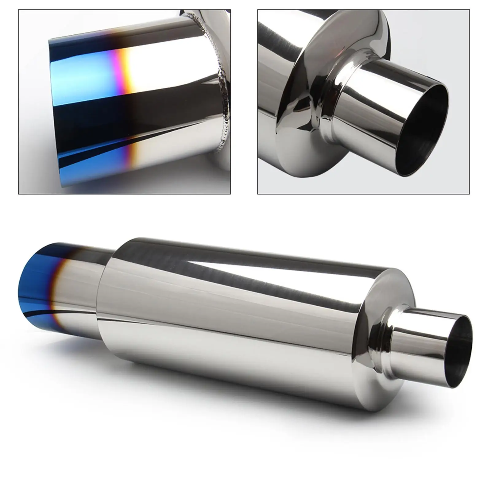 ท่อไอเสีย 2" Inlet 3" Outlet Tail Pipe with Blue Burnt Exhaust Tip 1