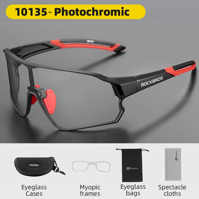 ROCKBROS Cycling Sunglasses Photochromic Bike Glasses for Men Women Sport Goggle 