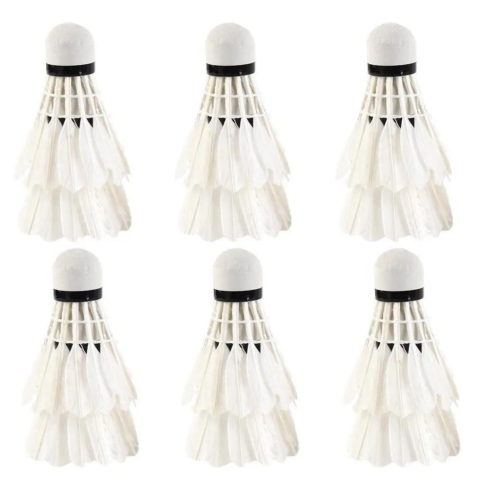 White Elastic Game Sports Outdoor Cork Badminton Balls Goose Feather 12 Pcs Shuttlecock