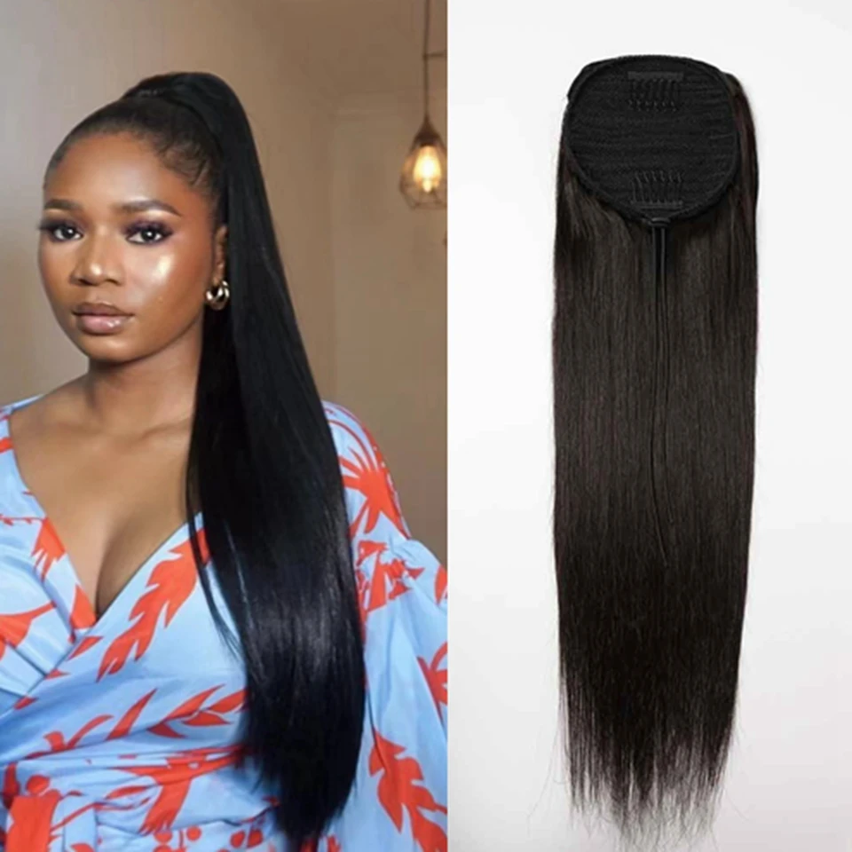 

Alipretty Straight Drawstring Ponytail Human Hair Extensions Remy Brazilian Hair Clip In Wrap Around Pony Tail For Woman Natural