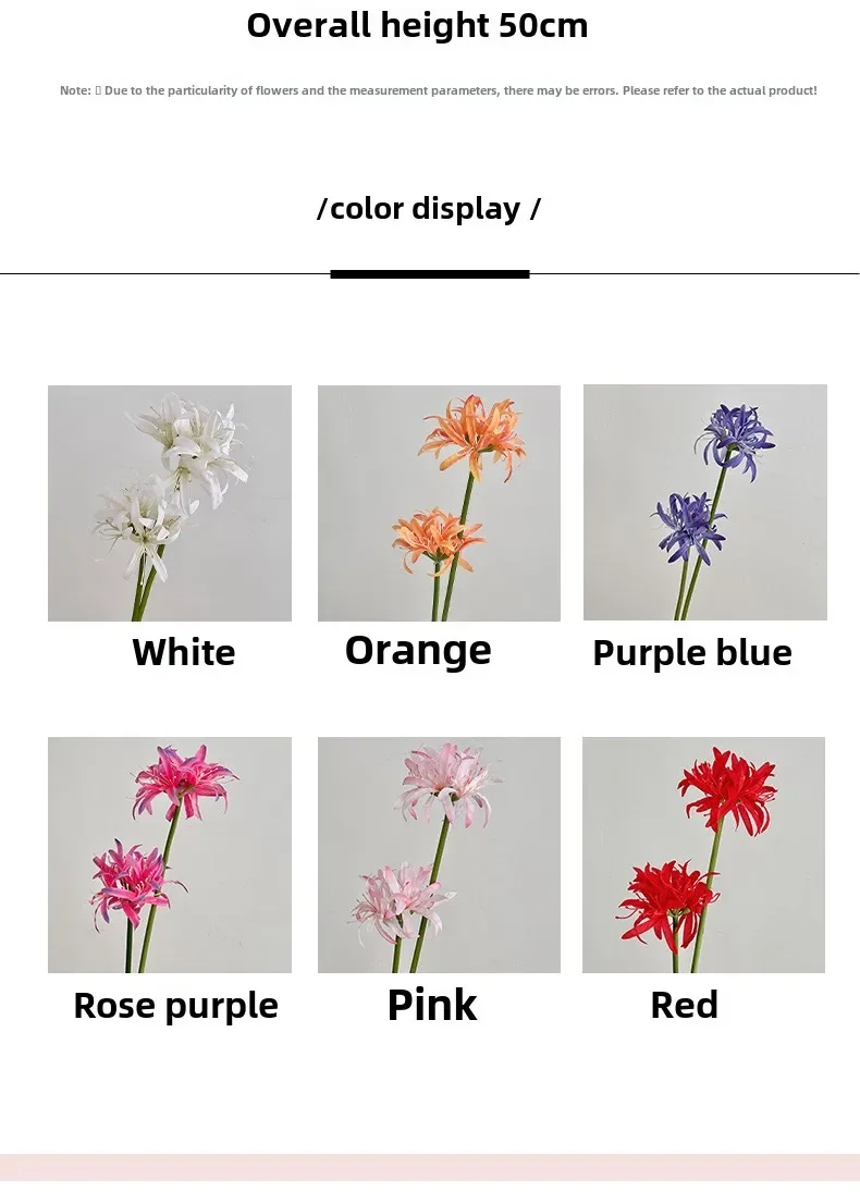 19,7 Zoll künstliche rote Spinnenlilienblumen für Hochzeitslocken-Dekoration, Hanfu-Fotografie-Requisite – Detail 4