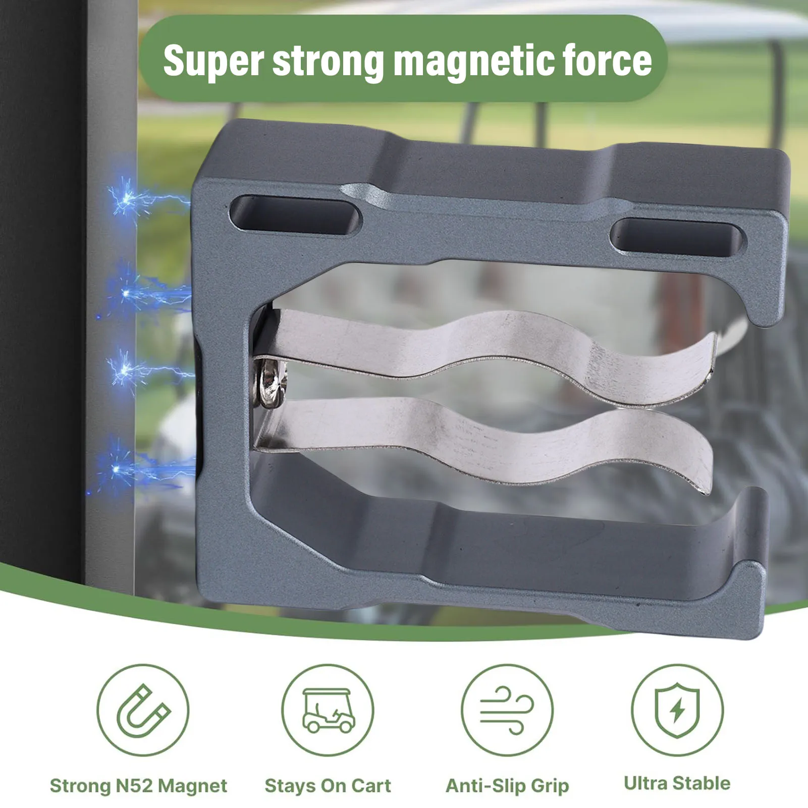 Magnetic Clip Aluminum Alloy Lightweight Anti Slip Wear Resist Golfing Cart Magnetic Clip Sturdy for Beach Chairs Fishing Rods