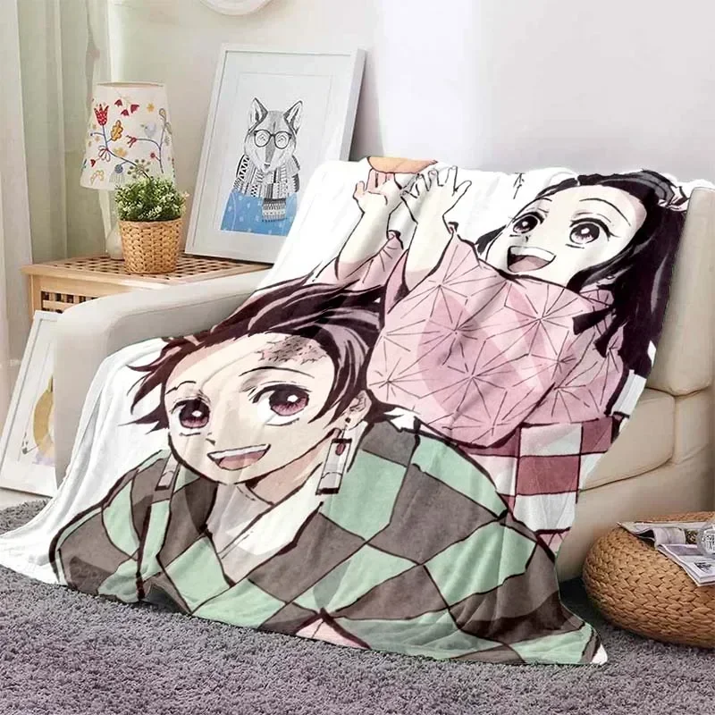 Kamado Nezuko Flannel Demon Slayer Blanket Washable Sofa Cover Hiking Picnic Fashionable Leisure Napping Throw Blankets 3