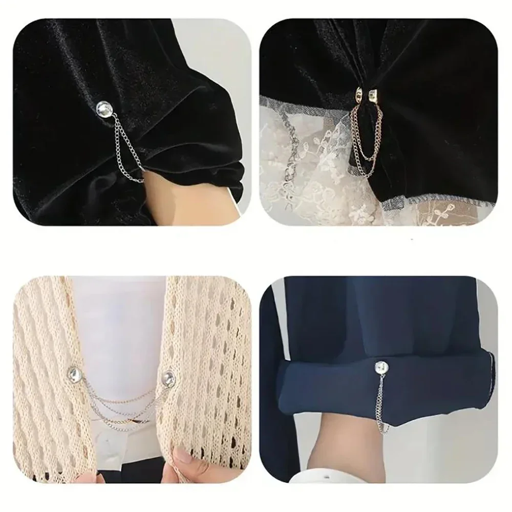 Multi-Function Magnetic Clothing Clip Chain Metal Buttons Clip Clothes Scarf Trouser Legs Cuff Fixing Magnet Pin Decor 1Pc