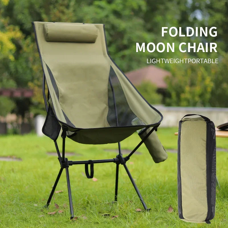 Moon Chair Lounge Chair Outdoor Camping Leisure Picnic Folding Cup Bag with Cushion Available in Three Colors