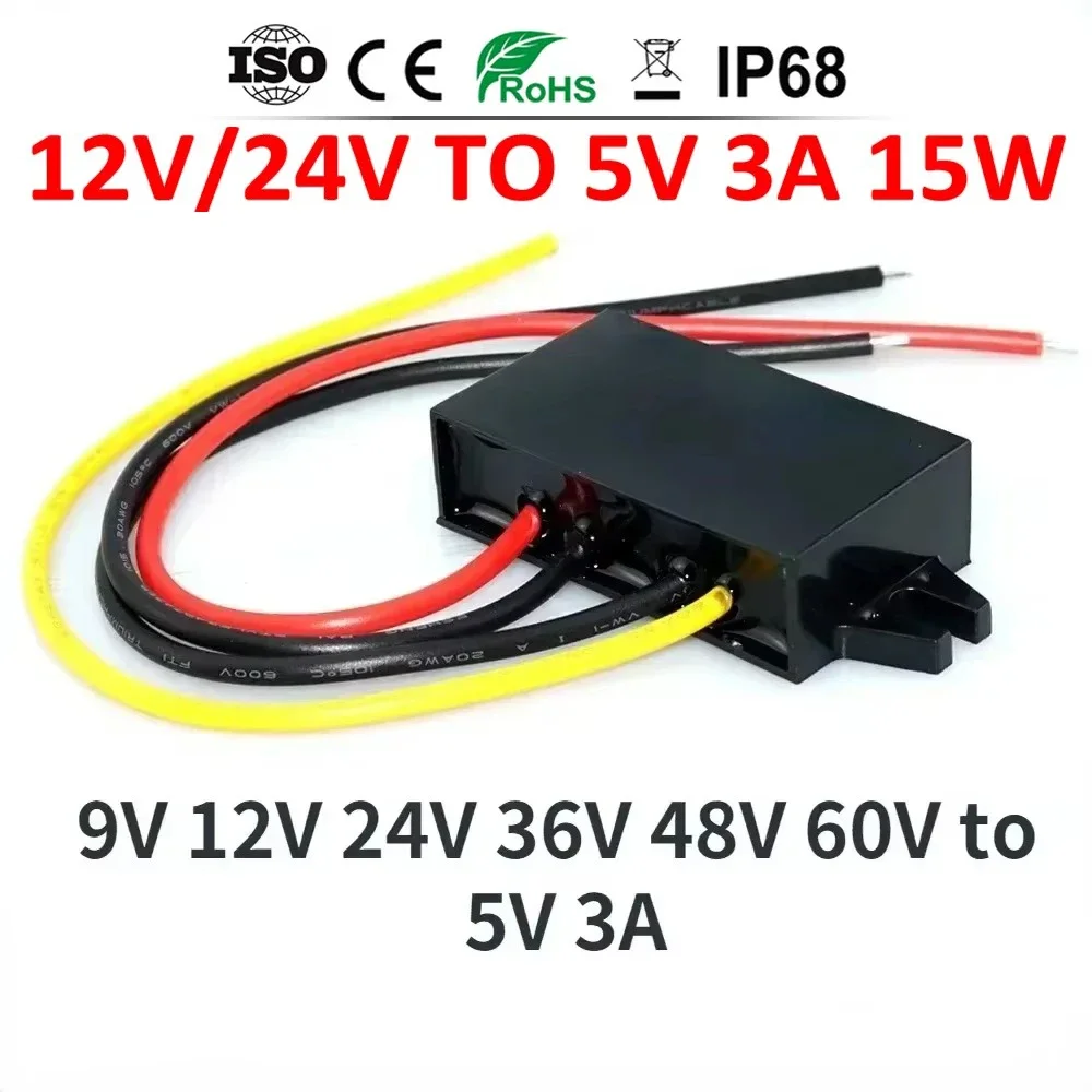차량용 LED 전원 공급 장치, DC 스텝 다운 컨버터, 12 볼트-5 볼트, 3A..
