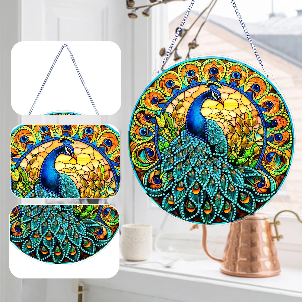 Double Sided Special Shaped Animal Diamond Painting Hanging Ornaments Kit Rhinestone Diamond Art Window Pendants for Beginner