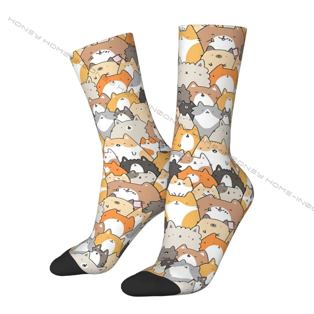 

Funny Men's Socks Kitties Spy Retro Harajuku Cat Meow Street Style Casual Crew Crazy Sock Gift Pattern Printed