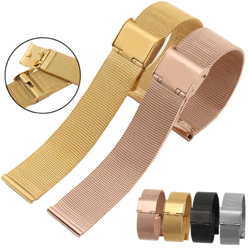 Mesh Milanese Stainless Steel Watch Strap Bracelet - Universal 46mm Metal Band