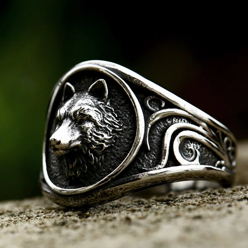 316L Stainless Steel Viking Nordic Wolf Head Ring Multifamily Animal Jewelry Men Ring Beier stainless steel ring,finger ring,animal ring
