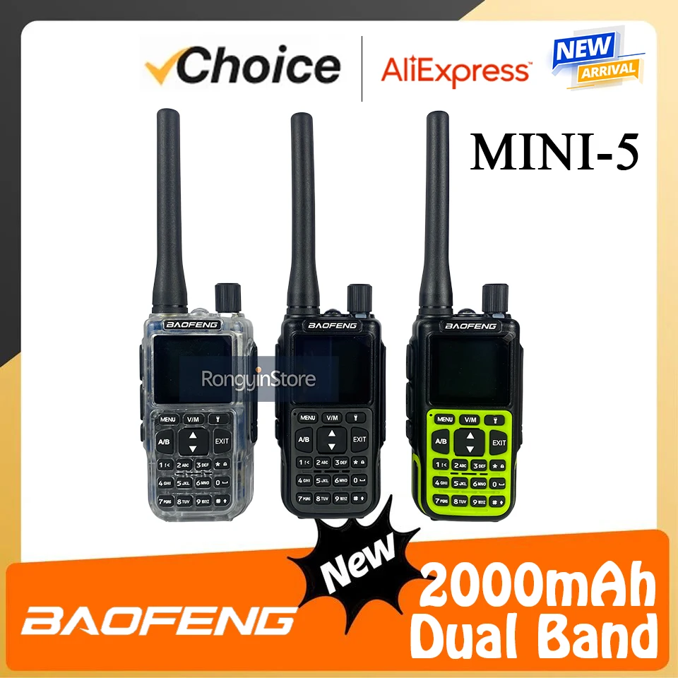 BAOFENG Mini-5 워키토키 2200mAh FM 듀얼 PTT 블루투스 프로그래밍 무선 복사 주파수 UV 5R 미니 햄 라디오의 업그레이드 버전
