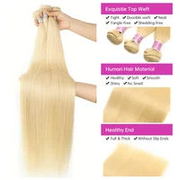 Extensions de cheveux humains brésiliens blonds 613, lisses, 1/3/4 lots, 34, 36, 38, 40 pouces, Offres spéciales lots de mèches blond miel 4