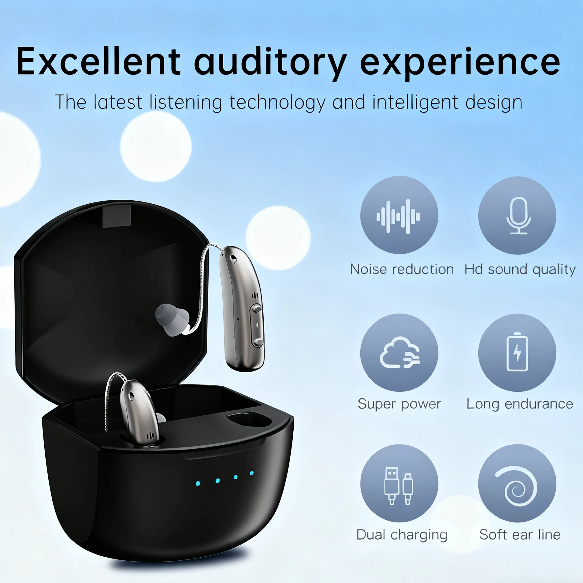 2025 Nw Mini Portable Rechargeable BTE Aides Haring - Amplificateur de Son Numérique 4 Modes pour Personnes Âgées avec Réglage_voghion.com
